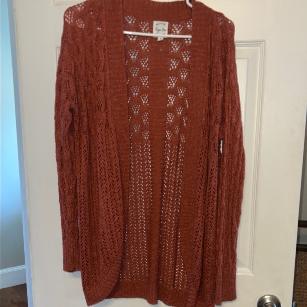 Hippie Rose Women's Open Knit Cardigan Sweater - Rust/medium